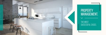 Stylish kitchen interior Twitter Design Template