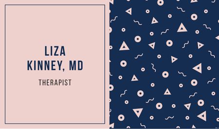 Therapist Ad with Bright Memphis Pattern Business card Design Template