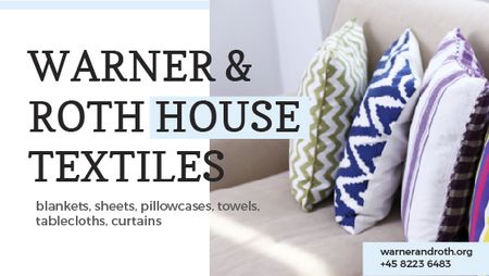 Platilla de diseño Home Textiles Ad Pillows on Sofa Title