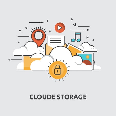 Cloud service with computers icons Animated Post tervezősablon