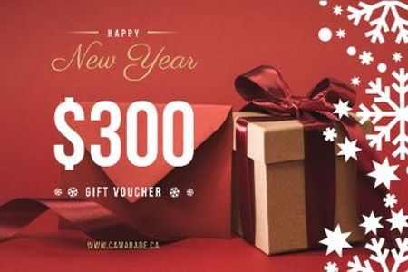 Template di design New Year Gift Box in Red Gift Certificate