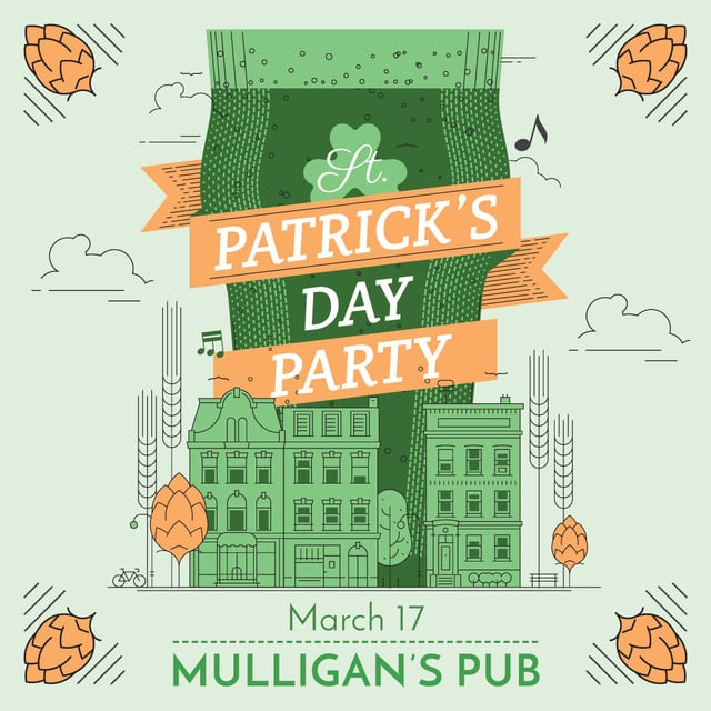 St. Patrick's Day Greeting Card with Illustration Instagram ADデザインテンプレート