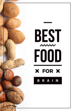 Plantilla de diseño de mejor comida para el cerebro cita con nueces Pinterest 