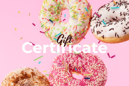 Bakery Promotion with glazed Donuts Gift Certificate Design Template