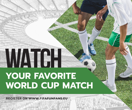 Soccer Match Announcement Players on Field Facebook Design Template