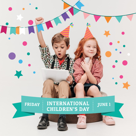 Happy little kids on Children's Day Instagram – шаблон для дизайна