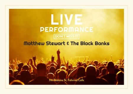 Live performance Announcement with Crowd at Concert Card Design Template