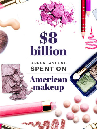 Plantilla de diseño de Makeup sales statistics with Cosmetics products Poster US 