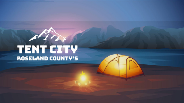 Fire burning by tent camp Full HD video Design Template