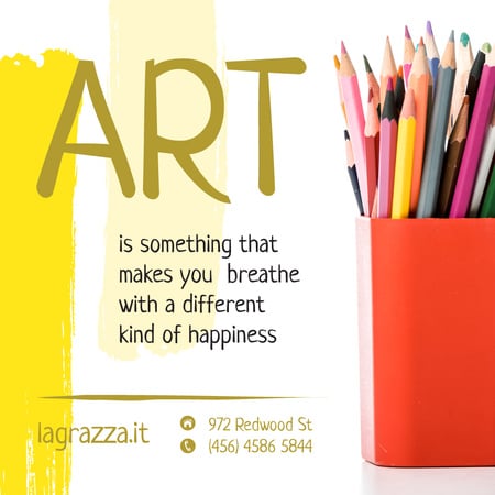 Art Supplies Sale Colorful Pencils Instagram Design Template