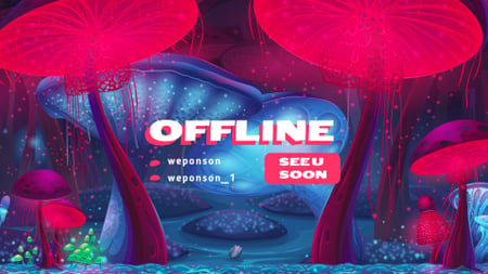 魔法のキノコと妖精の世界 Twitch Offline Bannerデザインテンプレート