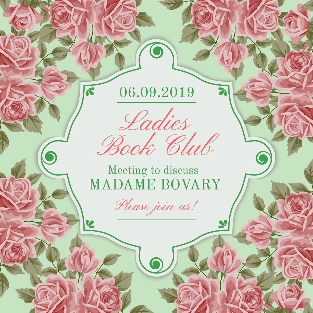 Ontwerpsjabloon van Instagram van Ladies Book Club Invitation