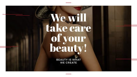 Beauty Services Ad with Fashionable Woman Title Design Template