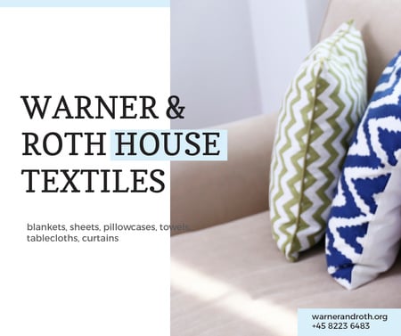 Platilla de diseño Home Textiles Ad Pillows on Sofa Facebook