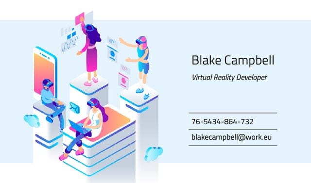 Plantilla de diseño de People Using VR Devices Business card 