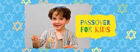 Plantilla de diseño de Passover Greeting with Jewish Kid Facebook cover 
