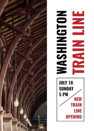Plantilla de diseño de Train Line Opening Announcement Station Interior Invitation 