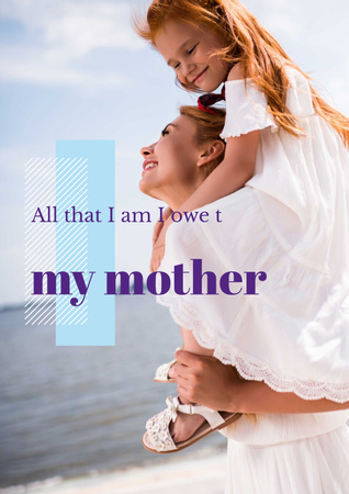 Parenthood Quote Happy Mother with Daughter Poster Design Template
