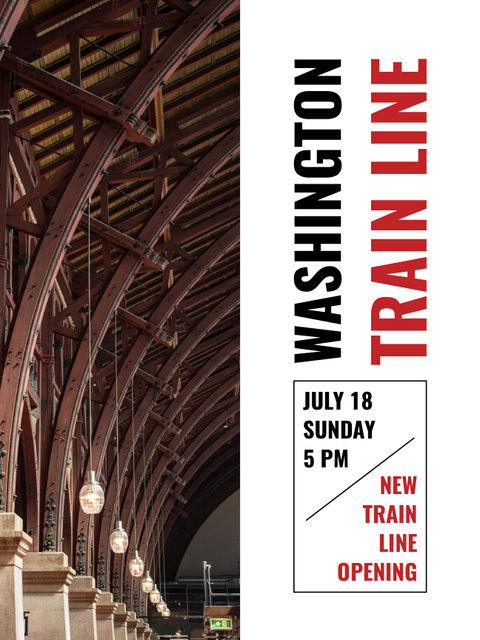 Train Line Opening Announcement Station Interior Poster US Modelo de Design