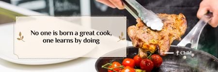 Motivational Inscription with Hands holding Fried Meat Email header Design Template