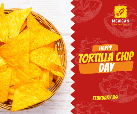 Tortilla chip day celebration Facebook Design Template