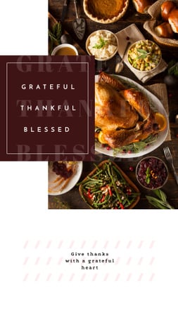 Thanksgiving Dinner Roasted Whole Turkey Instagram Story Design Template