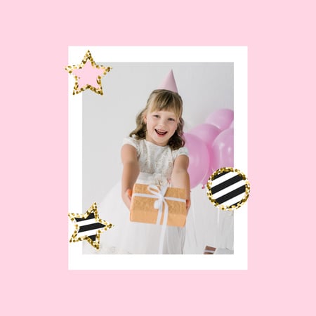 Cute Girl celebrating Birthday Photo Book Design Template