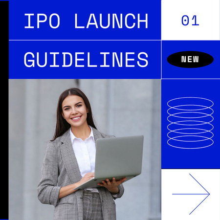 Smiling Businesswoman for IPO launch guidelines Instagram Modelo de Design