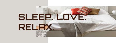 Plantilla de diseño de Bedding Offer with Cozy Modern Bedroom Facebook cover 