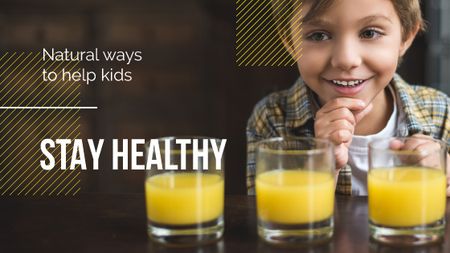 Boy by juice in glasses for Nutrition Guide Title Design Template
