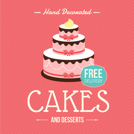 Cakes Offer with Layered pink cake Animated Post Design Template
