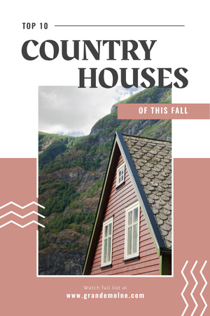Ontwerpsjabloon van Pinterest van Real Estate Ad with Beautiful House in Country Landscape