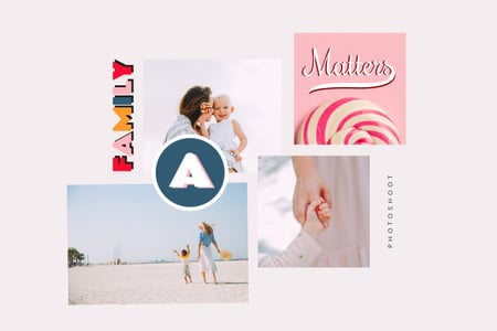 Happy Mother with her Child at the beach Mood Board – шаблон для дизайну