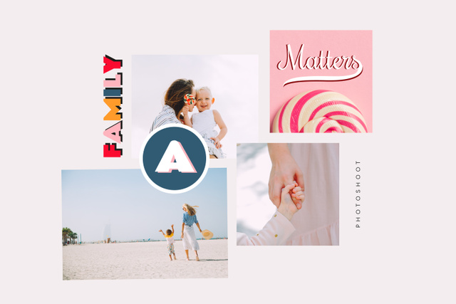 Happy Mother with her Child at the beach Mood Board – шаблон для дизайна