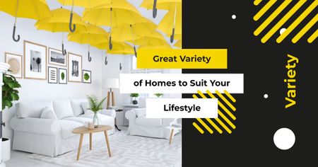 Modern Scandi Interior in White Color Facebook AD Design Template