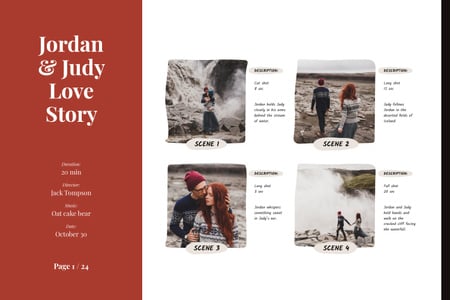 Template di design Love Story of Romantic Couple at Waterfall Storyboard