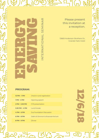 Ontwerpsjabloon van Invitation van Energy saving technologies seminar
