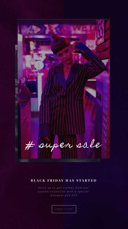 Modèle de visuel Black Friday Sale Woman in Pink Light - Instagram Video Story
