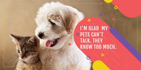 Plantilla de diseño de Pets clinic ad with Cute Dog and Cat Image 