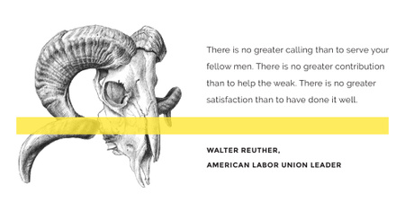 Volunteer Work Quote with animal Skull Image Design Template