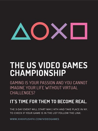 Video Games Championship announcement Poster US – шаблон для дизайну