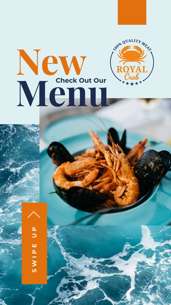 Plantilla de diseño de Fresh shrimps and mussels Instagram Story 
