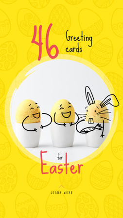 Greeting Cards Offer with cute Easter Eggs Instagram Video Story Šablona návrhu