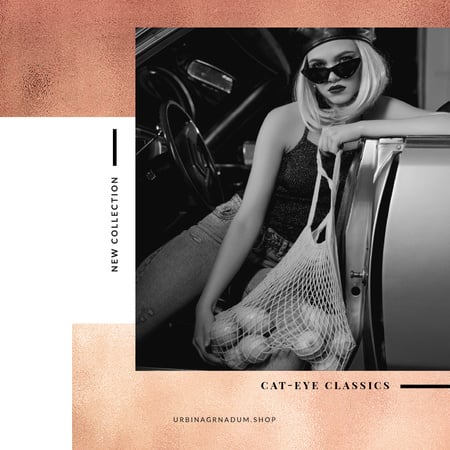Plantilla de diseño de Fashion collection Ad with Stylish Woman in car Instagram 