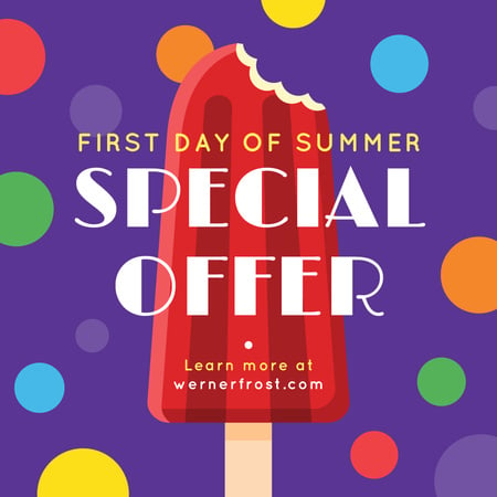 First day of Summer with Sweet red ice cream Offer Instagram Modelo de Design