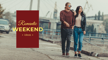 Romantic weekends ideas with Couple walking Presentation Wide – шаблон для дизайну