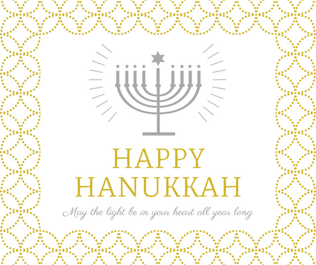 Happy Hanukkah Greeting with Menorah Facebook Tasarım Şablonu