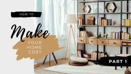 Cozy Home Interior in minimalistic style Youtube Thumbnail Design Template