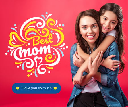 Platilla de diseño Happy Mom with daughter on Mother's Day Facebook