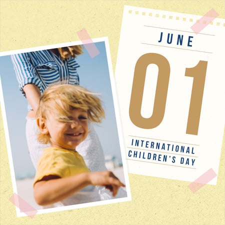 Smiling Child with mother on Children's Day Instagram Design Template